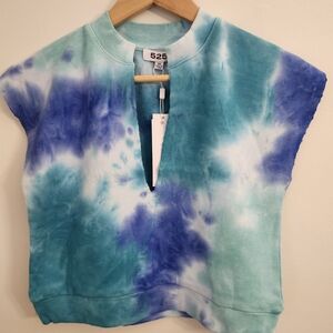 525 America Blue and White Tie-Dye Top